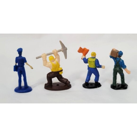 Lot of 4 Plastic Mini Figures Police Construction Flagman Laborer 1.5" Tall - Picture 3 of 6